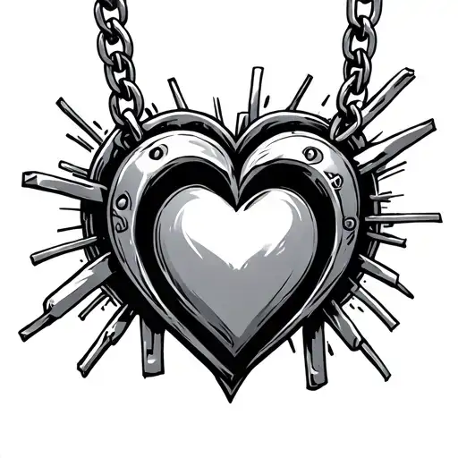 Broken Chains With Heart Pendant Hanging