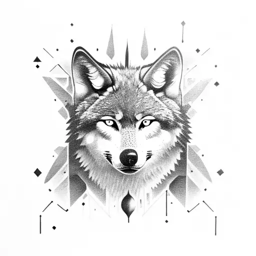 Moon With A Wolf Between Boushes