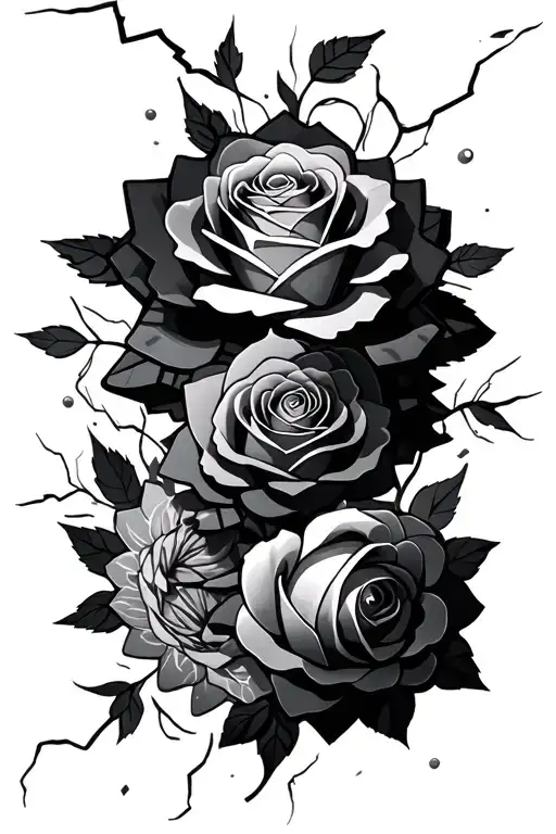 Rose Gears And Lightning Storm