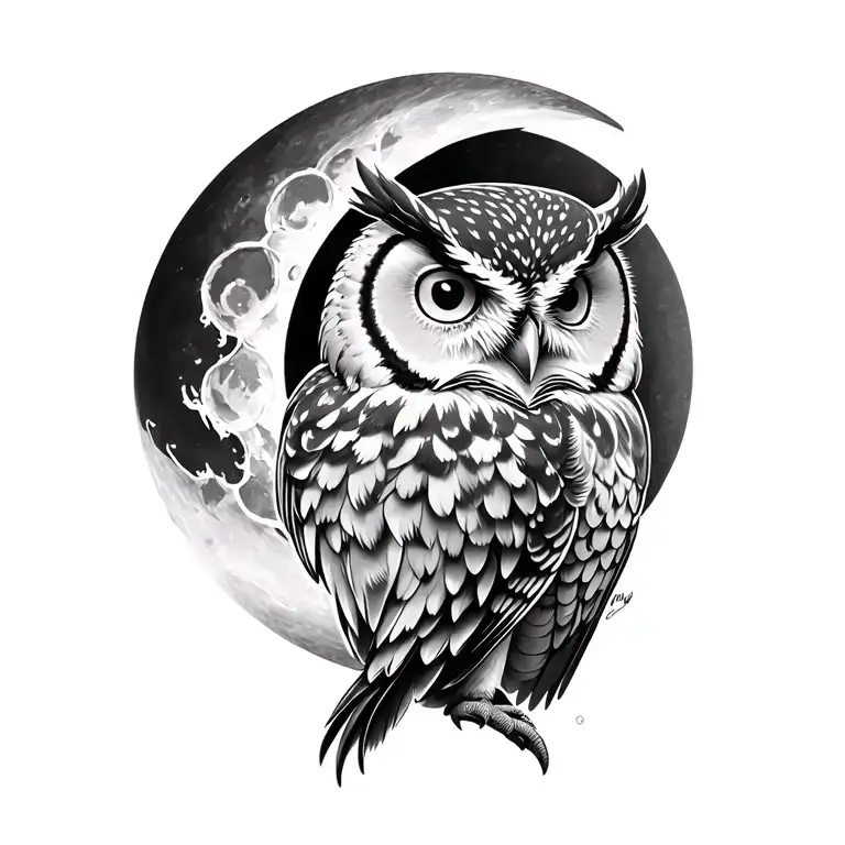 Realism Owl Half Moon