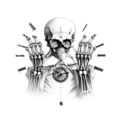 A Hand Skeleton With Clock