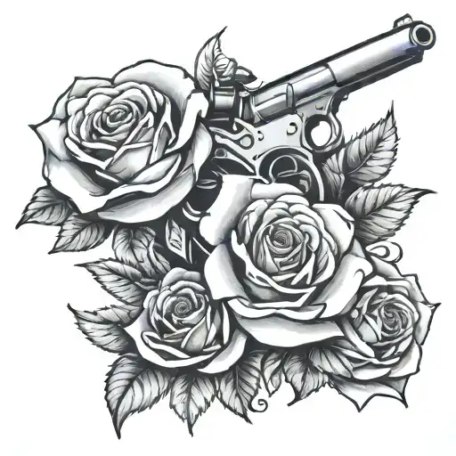 Rose Grave Gun With Roses