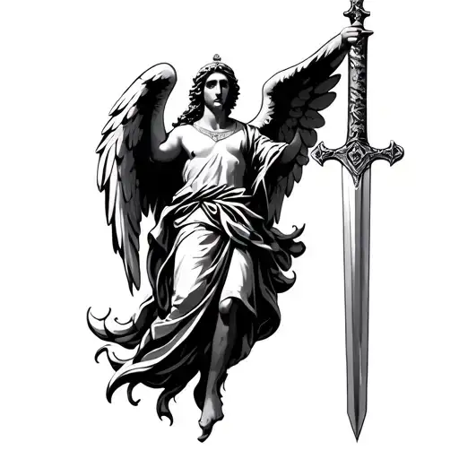 Christian Angel Holding A Sword