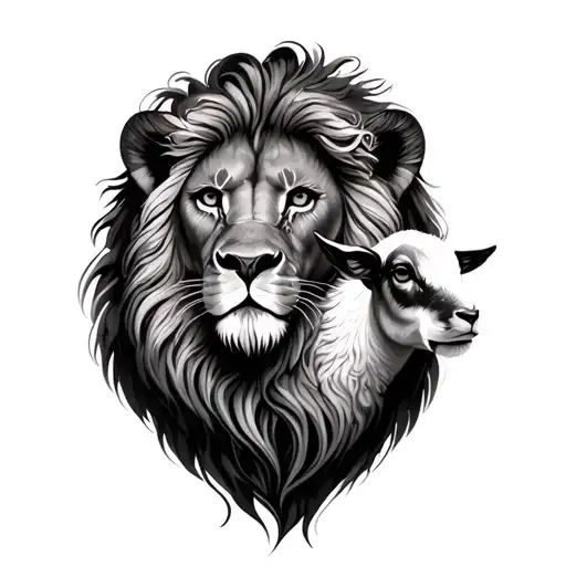Realist Religious Lion And Lamb