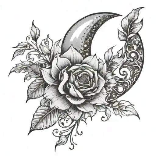 Floral With Moon And Gems