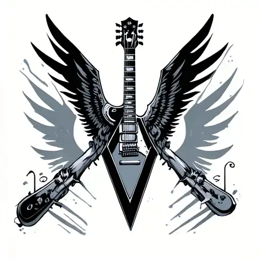 Electric Flying V Guitar Surrounded