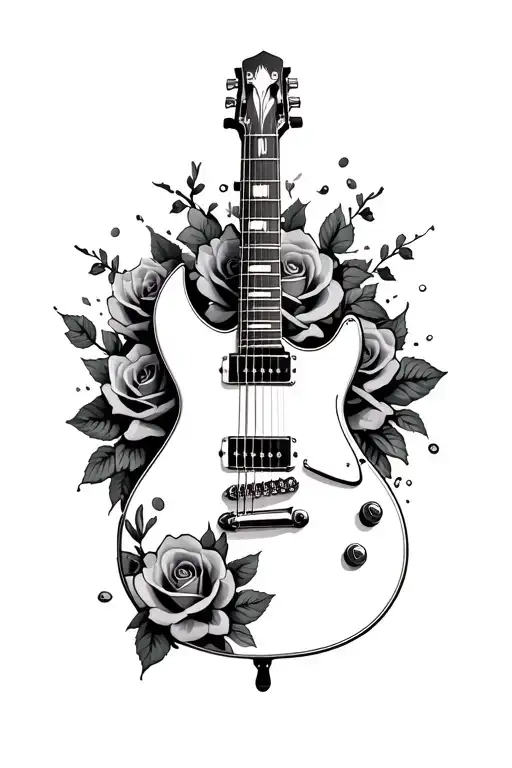 Electric Guitar With Roses