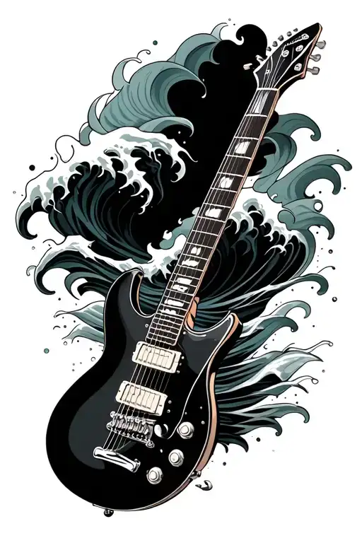 Electric Guitar With Waves Crashing