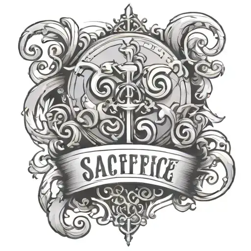 Sacrifice In Cursive With Filler Background