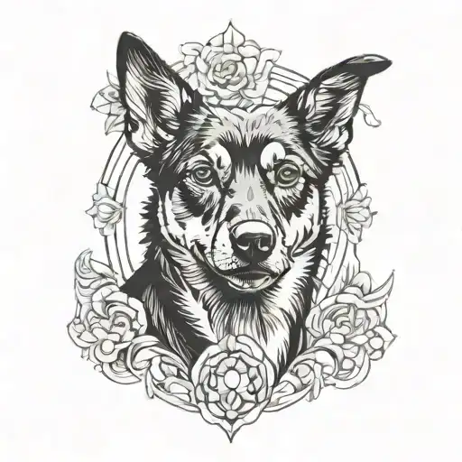 Combine A Dog Paw Print With An Australian Kelpie Face