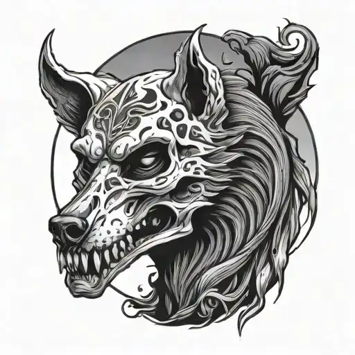 Howling Wolf Moon Skull Grimreaper