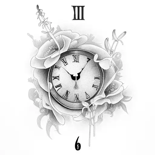 Clock With Water Lillie's And Larkspur