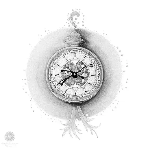 Intricate Clock With Water Lillie's And Larkspur