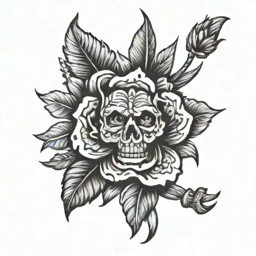 Traditional Black American Tattoo Design Combining Elements