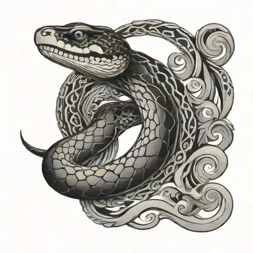 Snake With Filigree Wave Design