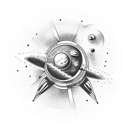 Space With Rocket And Planets