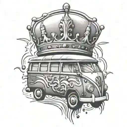 Vw Bus And Crown Adorned
