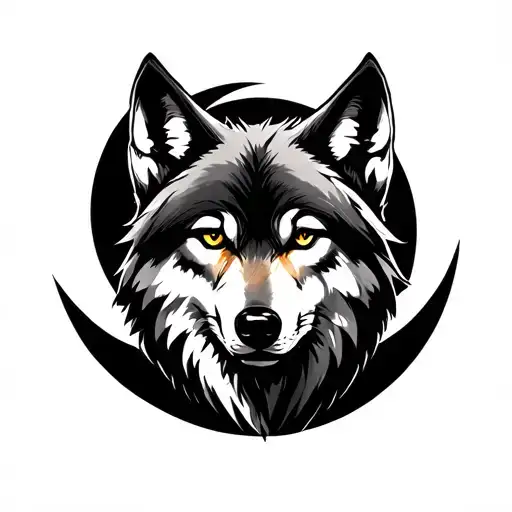 Wolf With Black Moon And Scar
