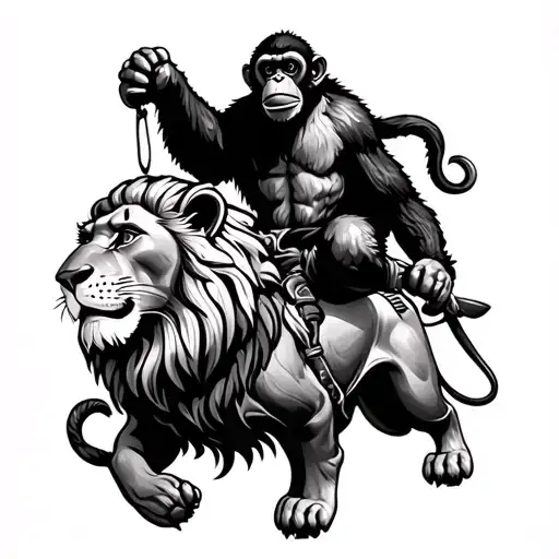 Monkey Riding Lion