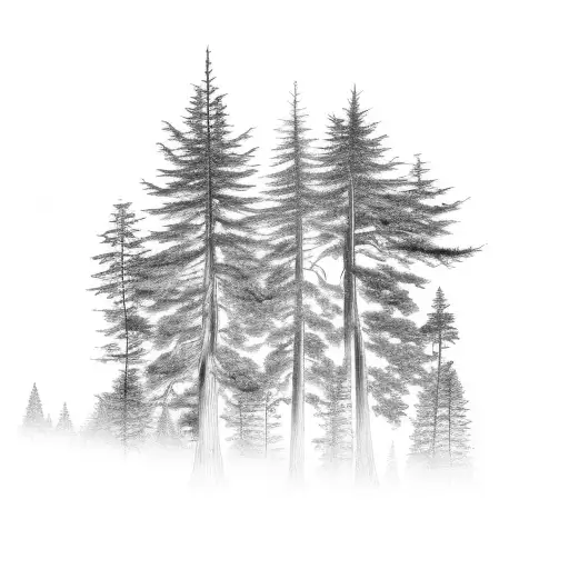 Three California Redwood Tree Decending In Size