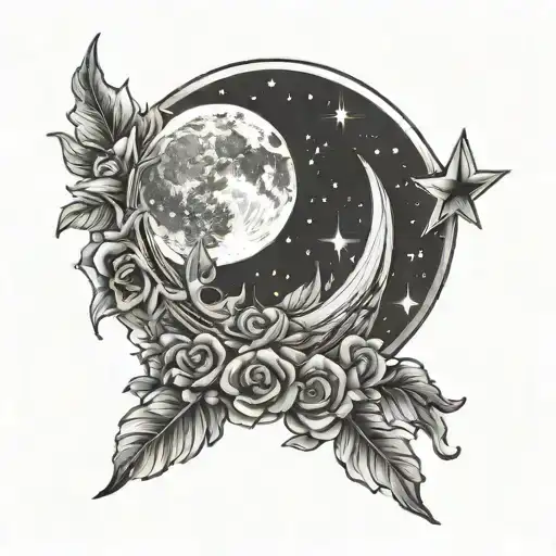 Name With Moon Surrounded By Stars