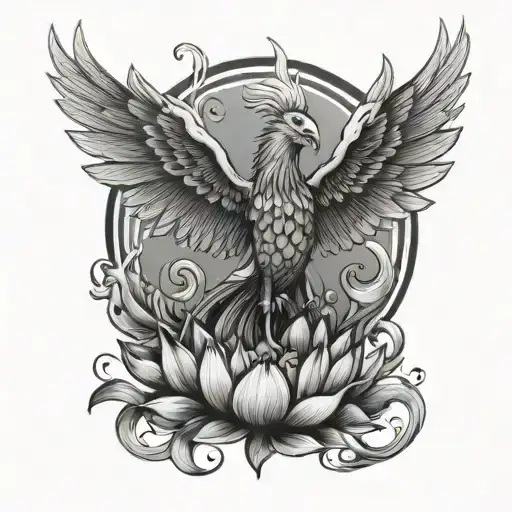 Phoenix Rising From Lotus