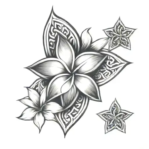 Plumeria Flower And Star Of Life