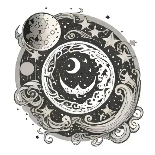 Harprr Name With Moon Surrounded By Stars Forming