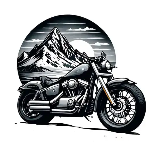 Mountain Motorcycle Wine With Sun