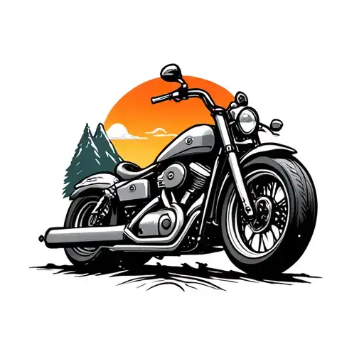 Motorcycle Mountain Wine Bottle With Sun