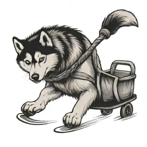 Husky Pulling A Sled