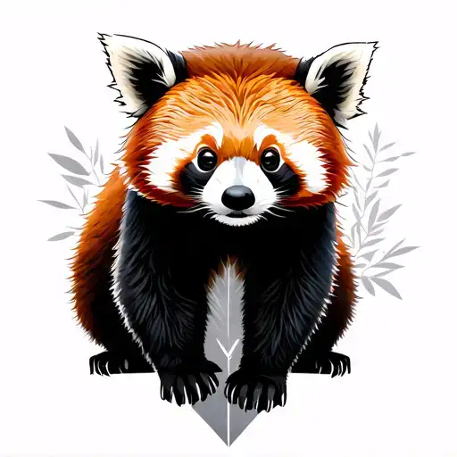 Red Panda With Geometric Baground Elements