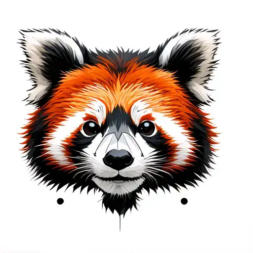 Red Panda With Geometric Baground Elements