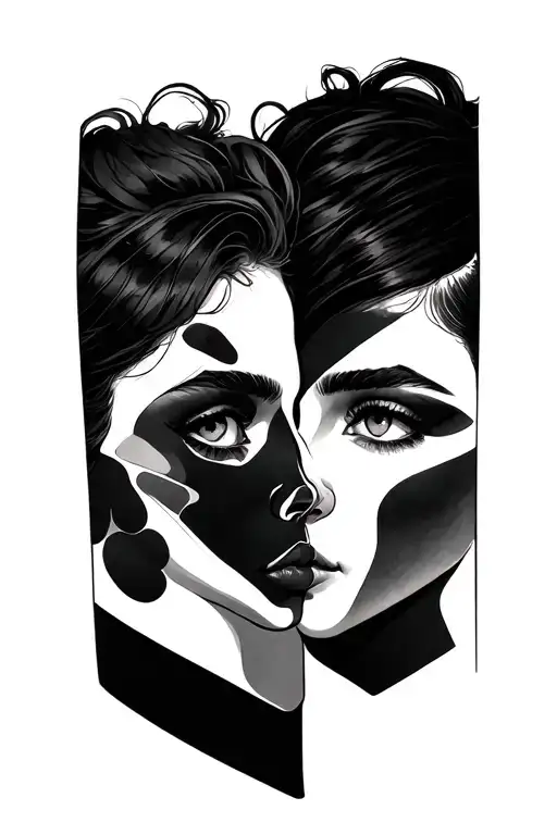 Two Androgynous Twins Looking Into Each Other's Eyes