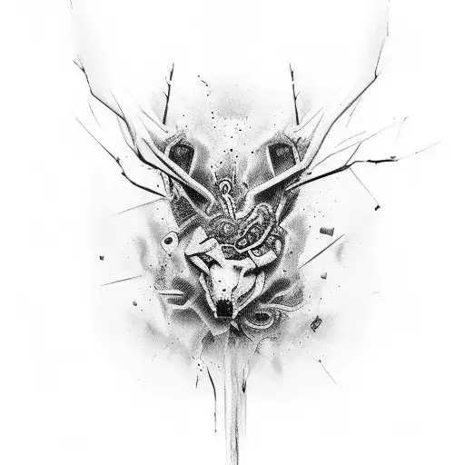 Please Generate An Abstract Black And Gray Tattoo That Represents The Concept Of Resilience