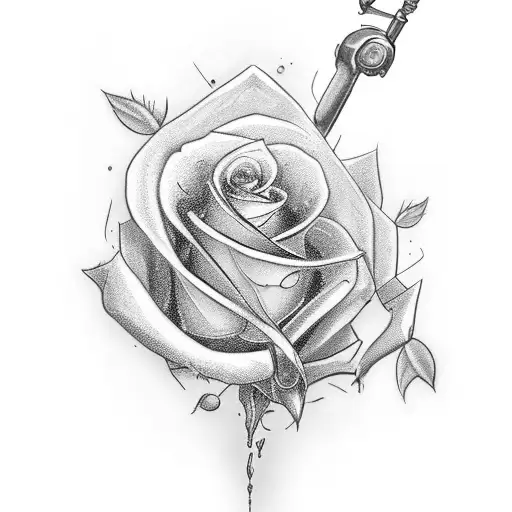 Broken Sword With Roses Inner Forearm