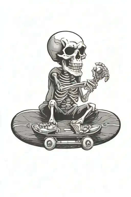 Skateboarding Skeleton Flipping Off Smoking A Blunt