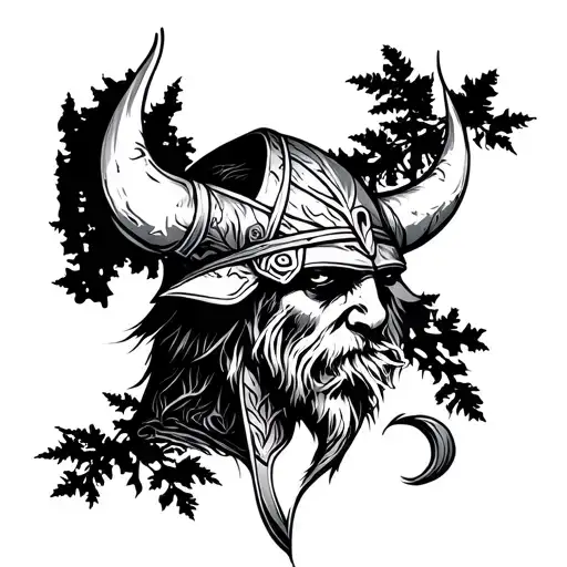 Vikings Nature Trees On The Underarm Tattoo With A Cool