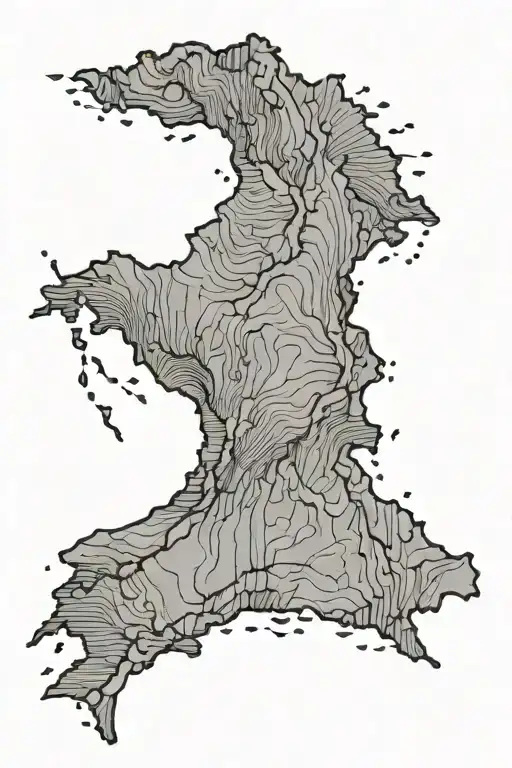 Jagged Dark Lines Forming Outline Map Of Costa Rica