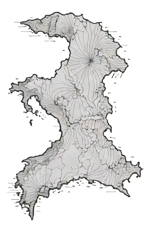 Jagged Dark Lines Forming Outline Map Of Costa Rica