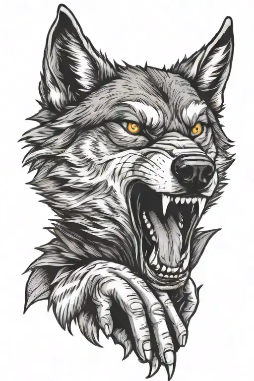 Finger Gun Moprhing Into Wolf Head