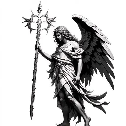 Hoodwd Archangel Raphael Holding Staff Of Healing