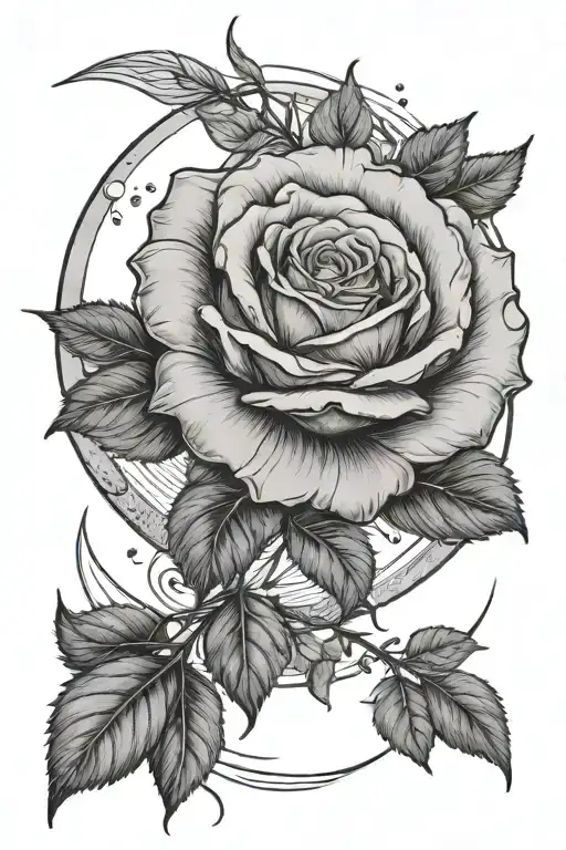 Rose Et Split Moon Surrounded