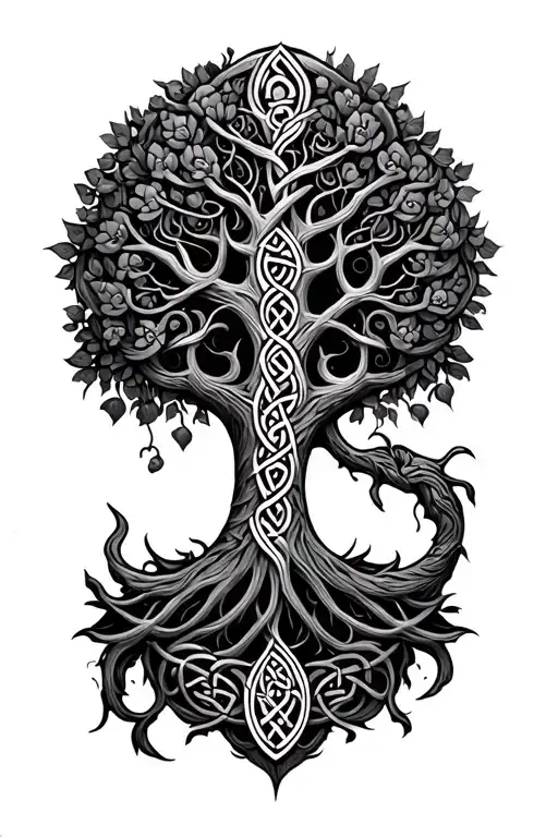 Celtic Tree And Pattern