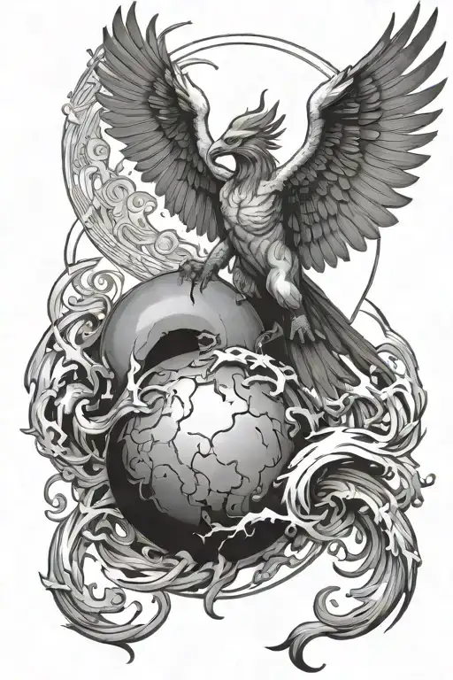 Sisiphus Rolling The Stone Incorporating A Phoenix Rising More 2 Demonsional