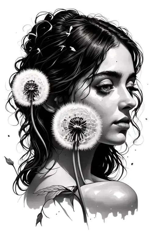 Woman And Dandelion Flower