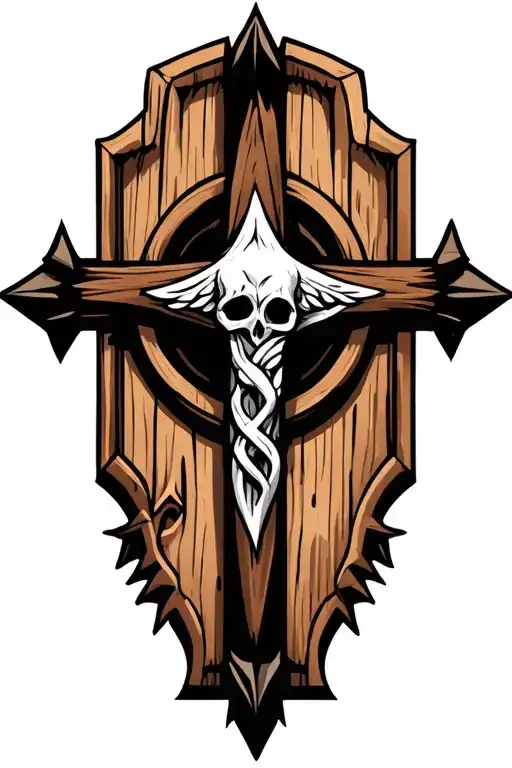 A Compas In A Woodencross With Cordinates Incolor