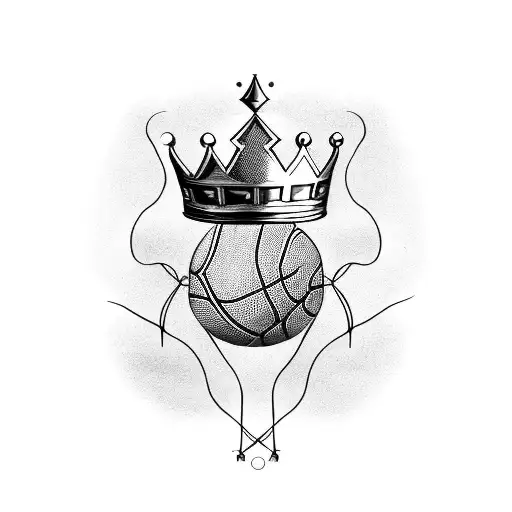 Basketball With Crown And Banner