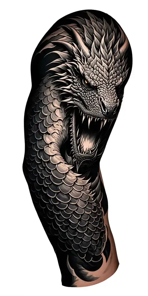 Full Sleeve Cover With Heavy Dragon Scales