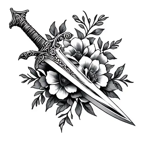Ornate Dagger And Flowers